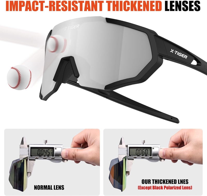 Xtiger Polarized Sports Sunglasses with 5 Interchangeable Lenses,Mens Womens Cycling Bike Glasses,Baseball Running Fishing - Image 4